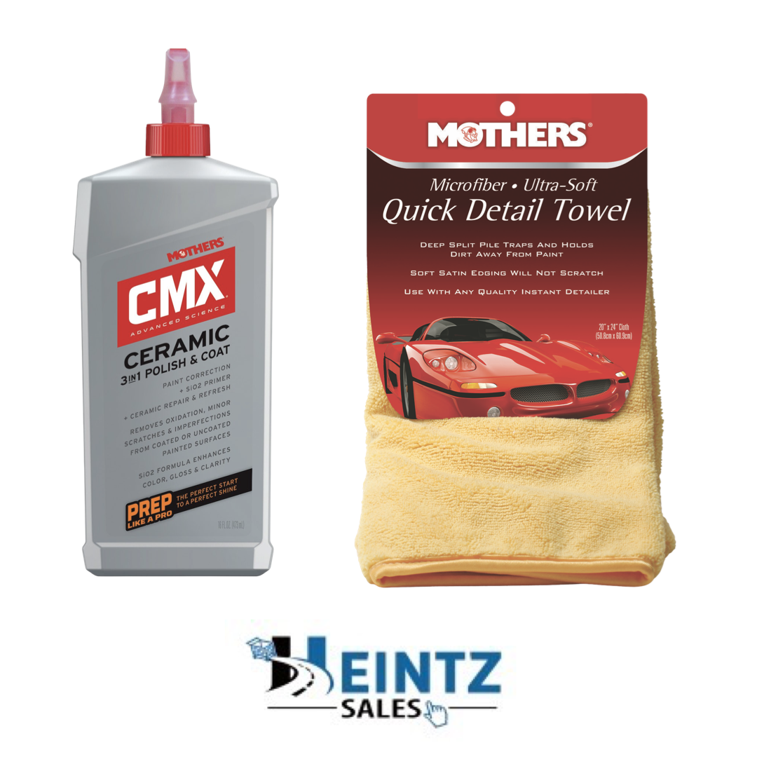 Mother's 01716/155600 CMX Ceramic 3-in-1 Polish & Coat 16 oz. and Mother's Microfiber Ultra-Soft Quick Detail Towel