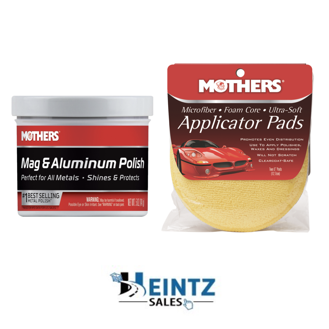 MOTHERS 05100+156500 -Mag & Aluminum Polish Shines, Waxes W/ Applicator Pads