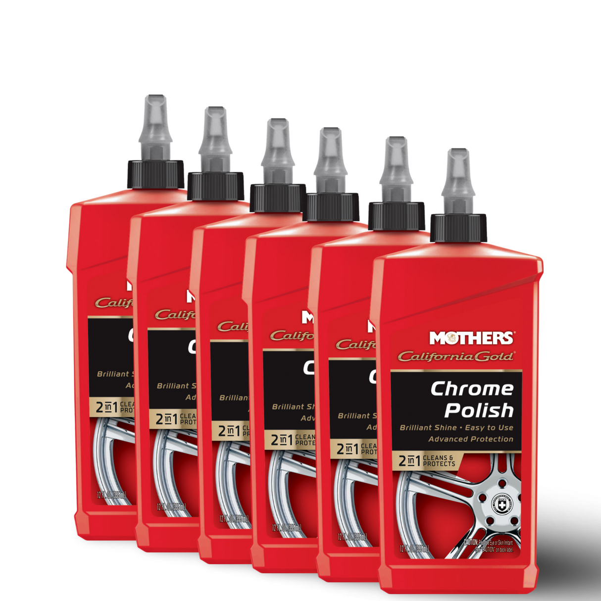 MOTHERS 05212 California Gold Chrome Polish 6 PACK - Shine & Protect - No Streak 12 oz.