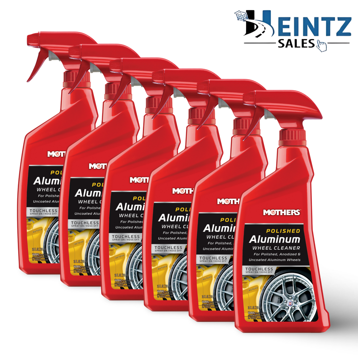 MOTHERS 06024 Polished Aluminum Wheel Cleaner 6 PACK - Dissolves Dust & Grime - 24 oz.