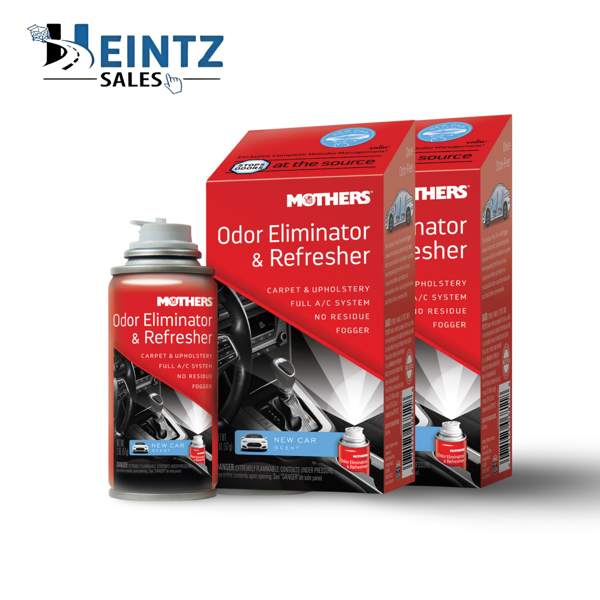 MOTHERS 06811 Odor Eliminator & Refresher 2 Pack - New Car Scent - Fogger - 2 oz.