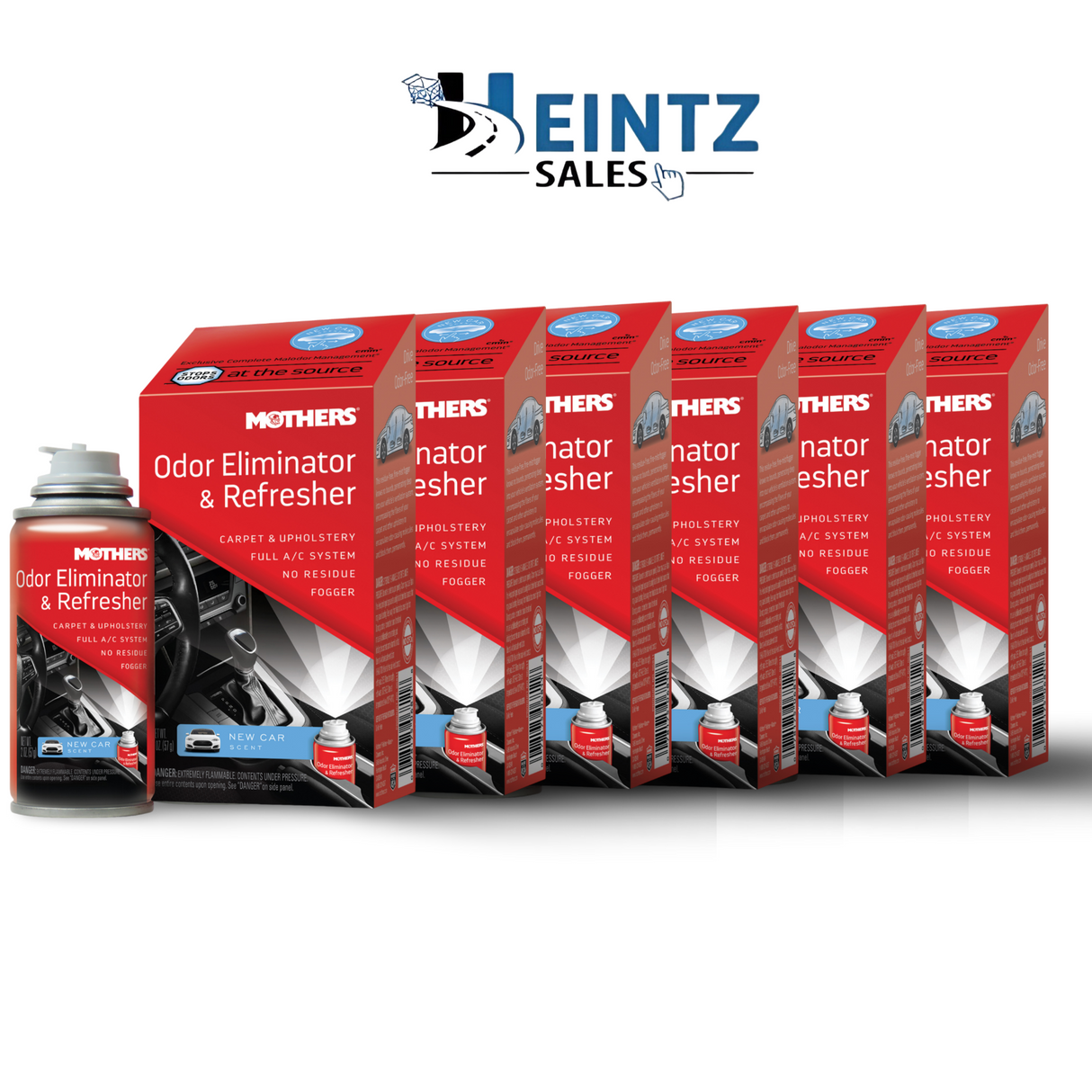 MOTHERS 06811 Odor Eliminator & Refresher 6 PACK - New Car Scent - Fogger - 2 oz.