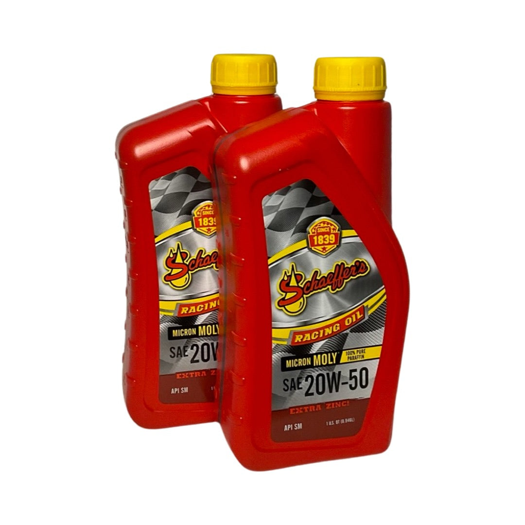 Schaeffer's 0191-012S - 2 Pack Micron Moly Racing Oil 20W-50 Extra Zinc - 1 qt. ea.