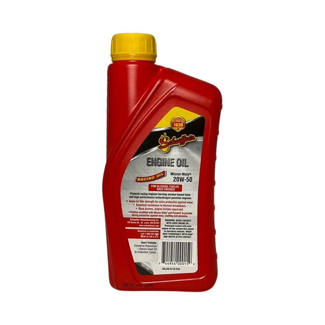 Schaeffer's 0191-012S - 4 Pack Micron Moly Racing Oil 20W-50 Extra Zinc - 1 qt. ea.