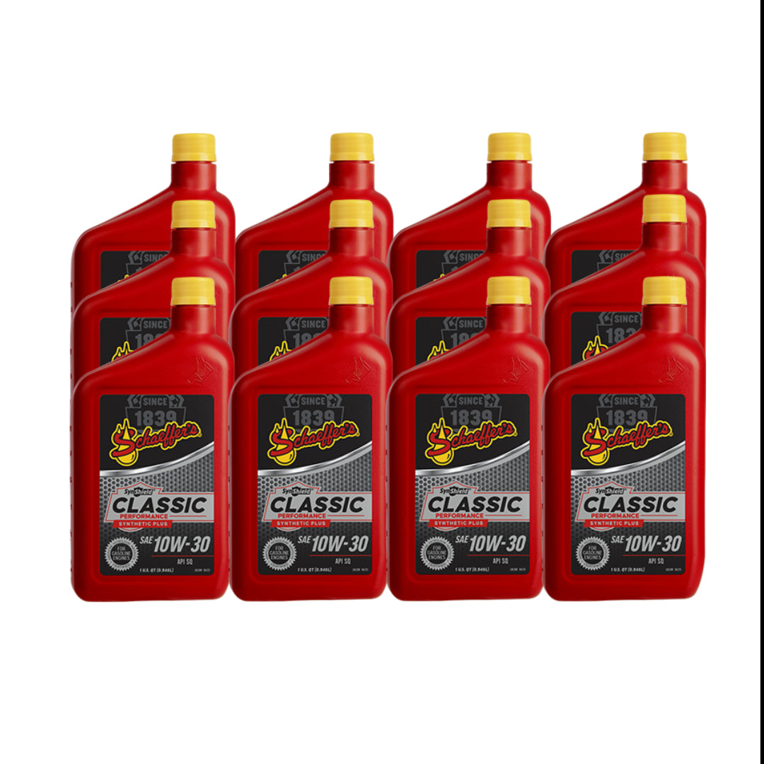 Case of Schaeffer's 4030 SynShield Classic Performance Synthetic Plus 10W-30, 1qt. Case of 12