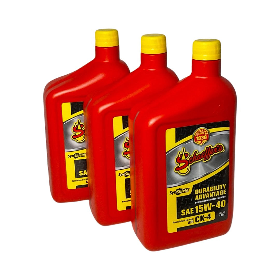 Schaeffer's 0700-012 - 3 Pack SynShield Durability Advantage 15W-40 Diesel Engine Oil - 1 qt. ea.