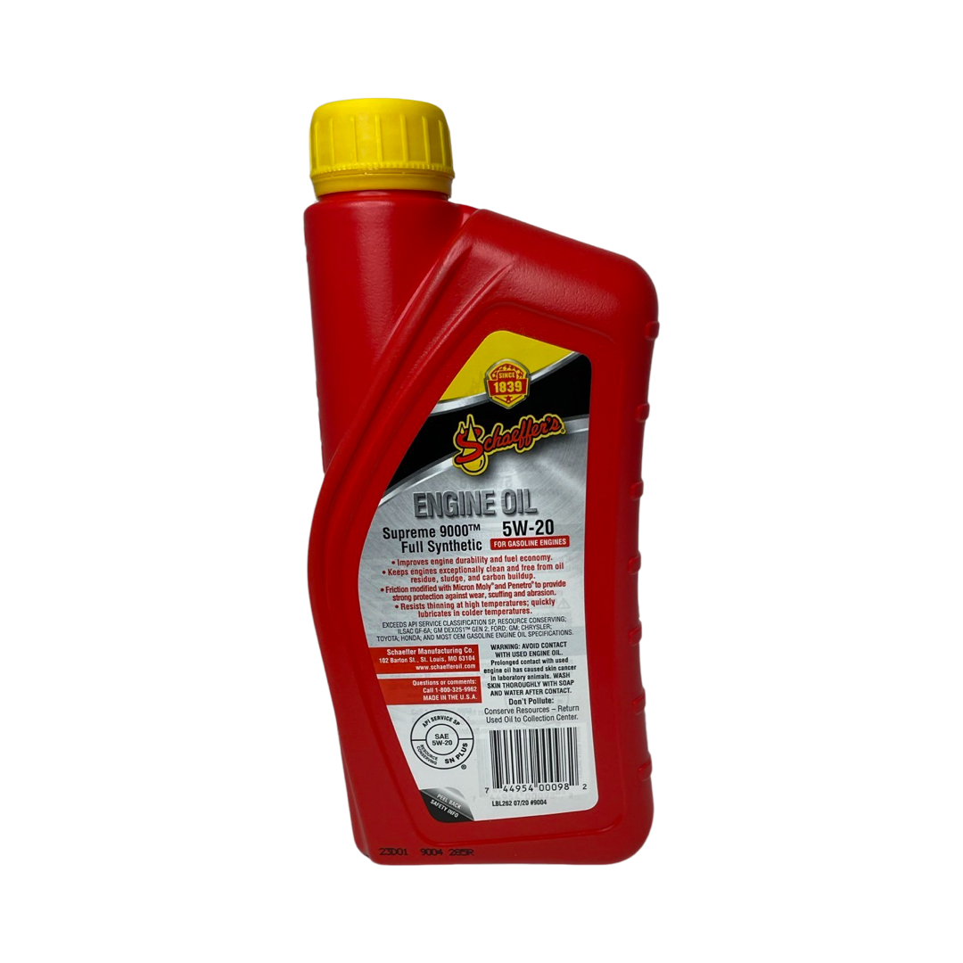 Schaeffer's 9004 - 4 Pack Supreme 9000™ Full Synthetic Engine Oil 5W-20 - 1 qt. ea.