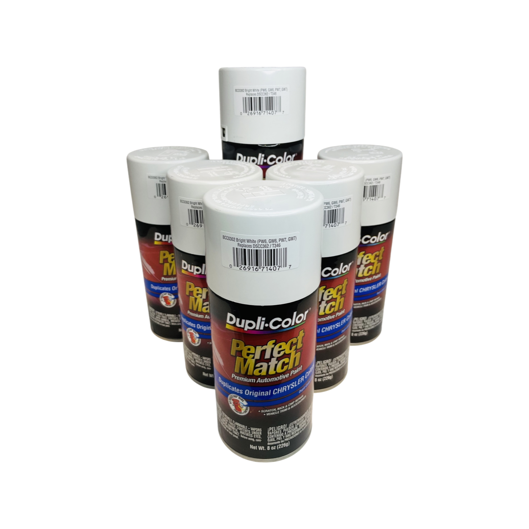 Dupli-Color BCC0362 - 6 Pack Chrysler Bright White Perfect Match Automotive Spray Paint - 8 oz. ea.