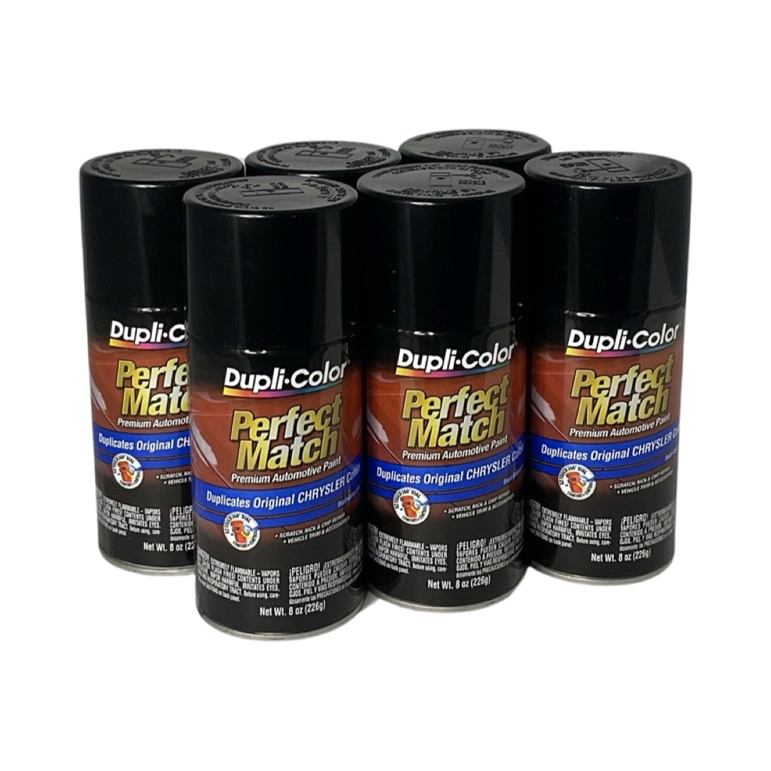 Dupli-Color BCC0427 - 6 Pack Chrysler Brilliant Black Pearl Perfect Match Automotive Spray Paint - 8 oz. ea.