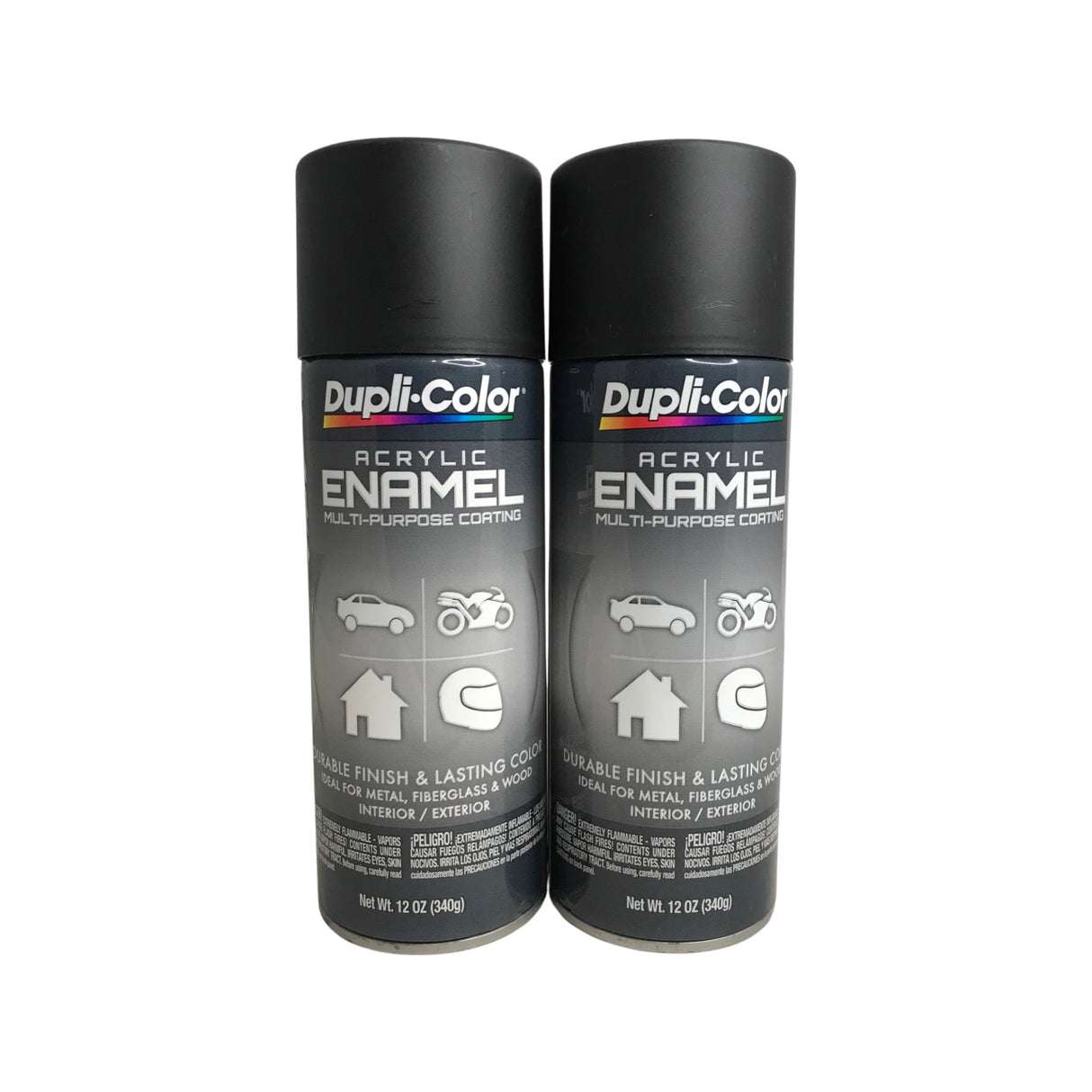 Dupli-Color DA1605 - 2 Pack General Purpose Acrylic Enamel Coating Flat Black - 12 oz. ea.