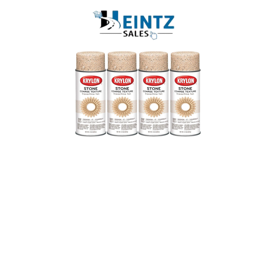Krylon Coarse Stone Texture Finish Spray Paint Travertine Tan 12 Ounce - 4 Pack