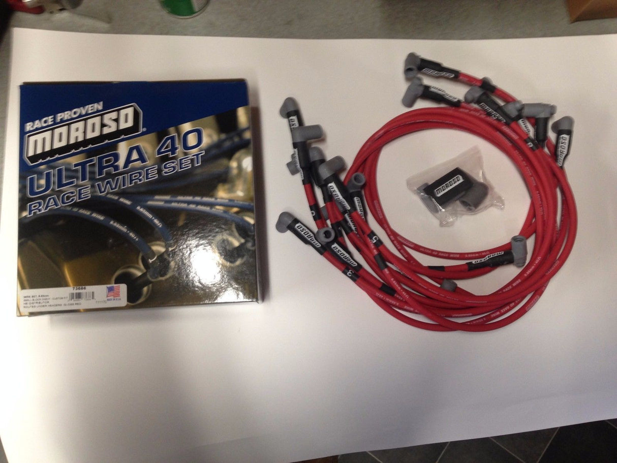 Moroso 73686 Ultra 40 Unsleeved Spark Plug Wire Set Small Block Chevy, 8.65mm