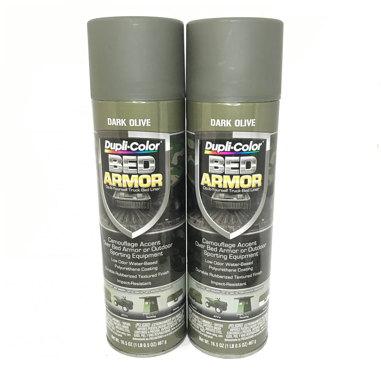Duplicolor BAA2020-2 PACK Dark Olive Camouflage Bed Armor - Rubberized Textured Finish - Low Odor - Water Based - Durable - 16.5 oz