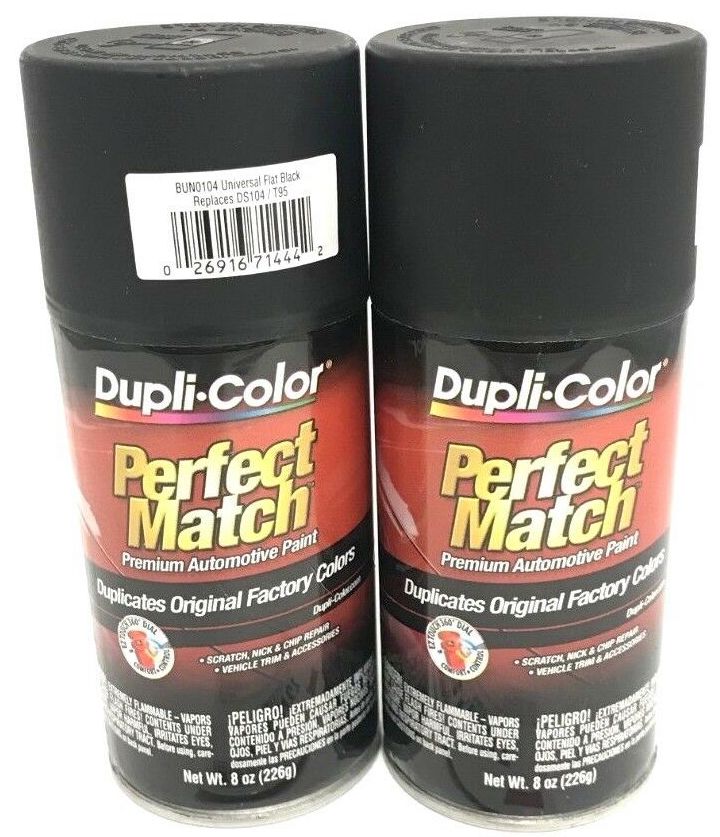 Duplicolor BUN0104-2 PACK Perfect Match Universal Flat Black Paint - 8 oz Aerosol can