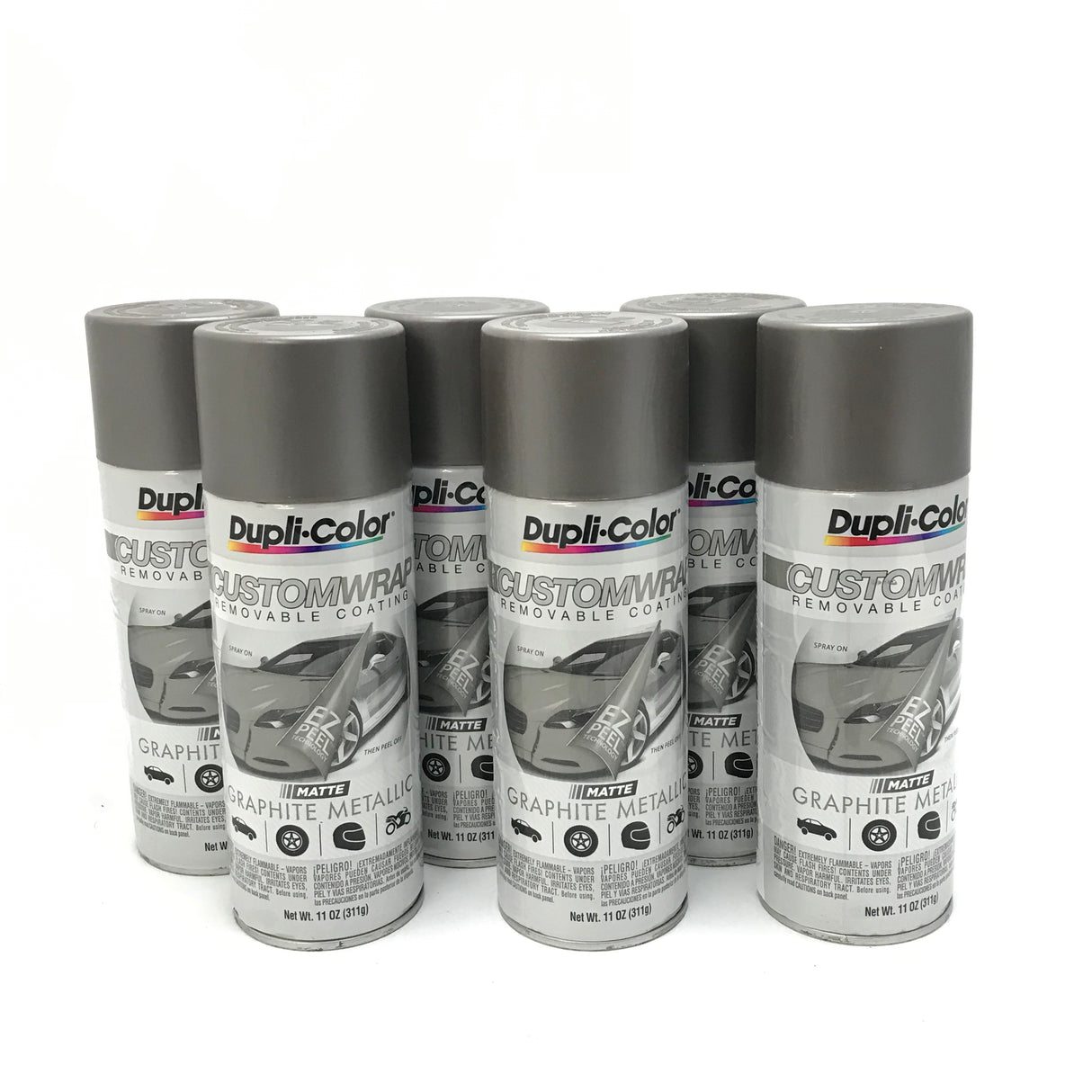 Duplicolor CWRC797 - 6 Pack Custom Wrap Removable Paint Matte Graphite - 11oz
