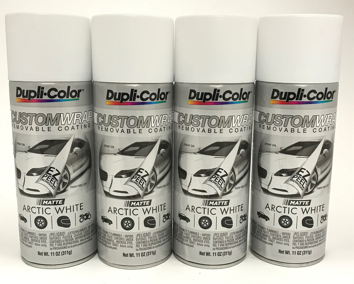 Duplicolor CWRC798 - 4 Pack Custom Wrap Removable Paint Matte Arctic White - 11oz