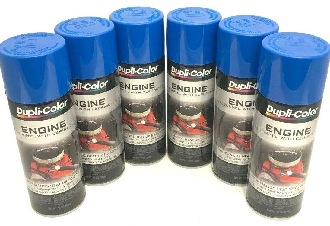 Duplicolor DE1601 - 6 Pack Engine Enamel Paint with Ceramic Ford Blue - 12 oz