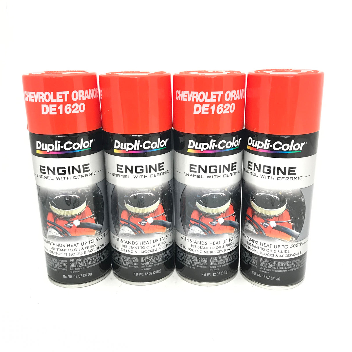 Duplicolor DE1620 - Engine Enamel Chevrolet Orange Color With Ceramic - 12 oz Aerosol Can 4 PACK