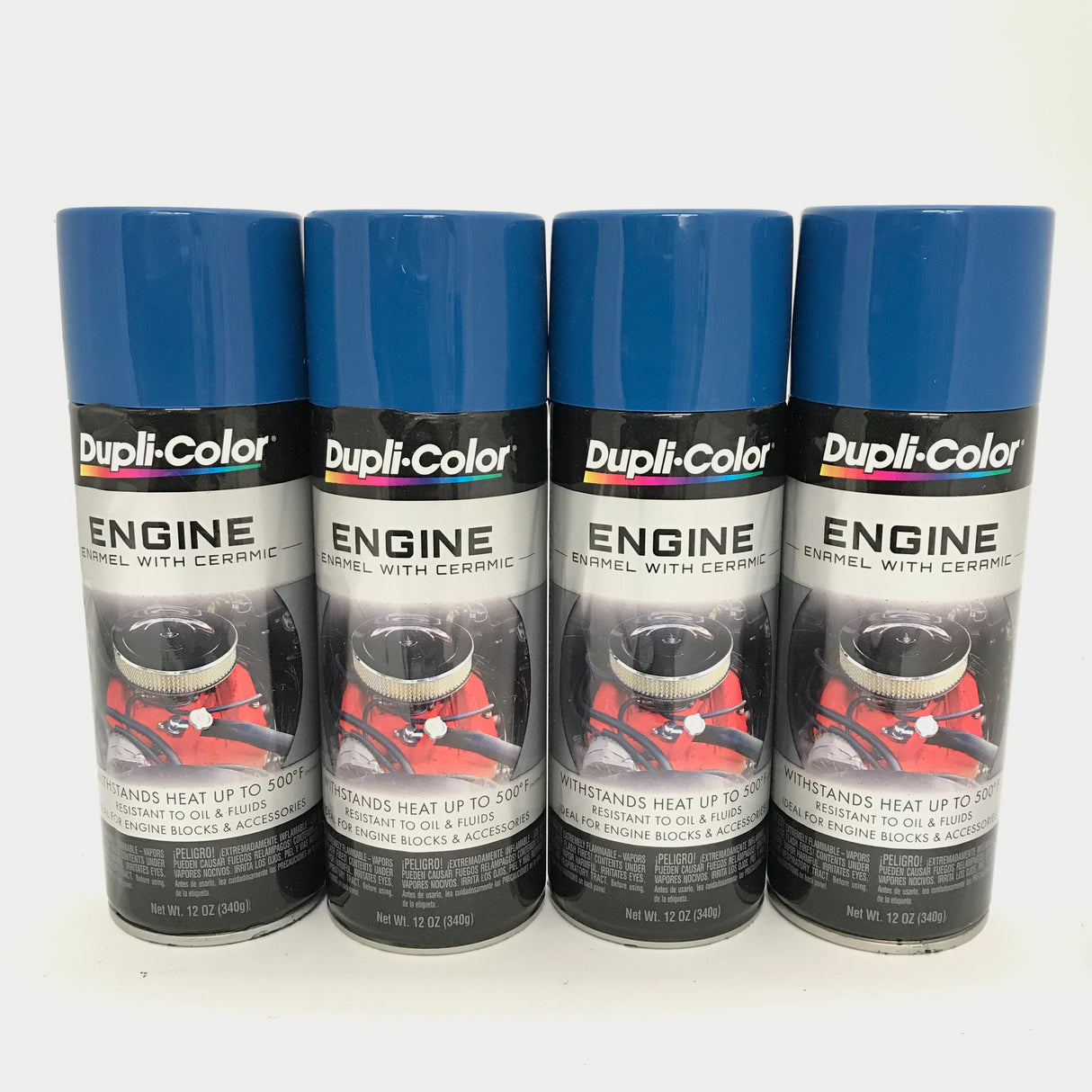 Duplicolor DE1621-4 PACK Engine Enamel Paint w/ Ceramic, OLD FORD BLUE - 12 oz