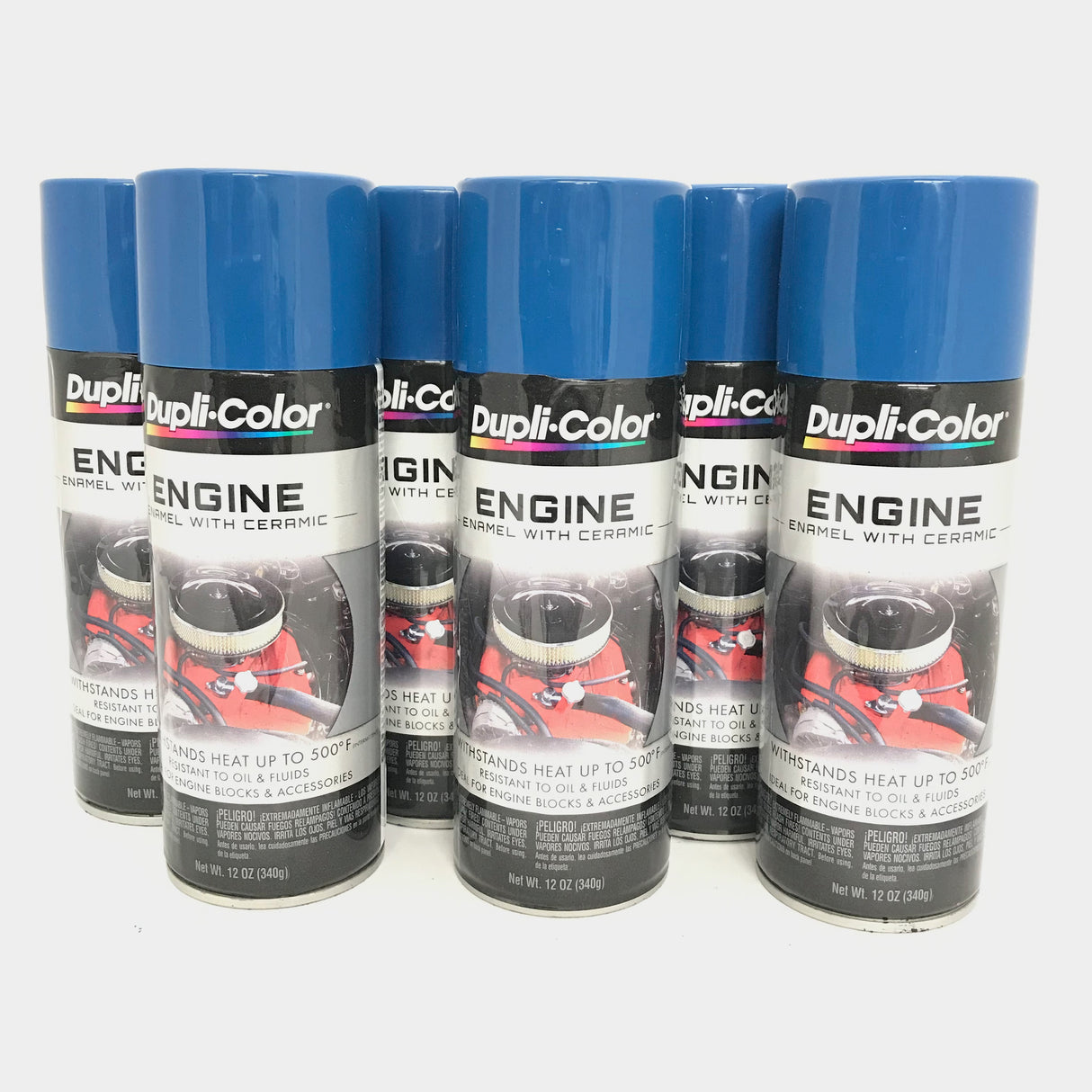 Duplicolor DE1621-6 PACK Engine Enamel Paint w/ Ceramic, OLD FORD BLUE - 12 oz