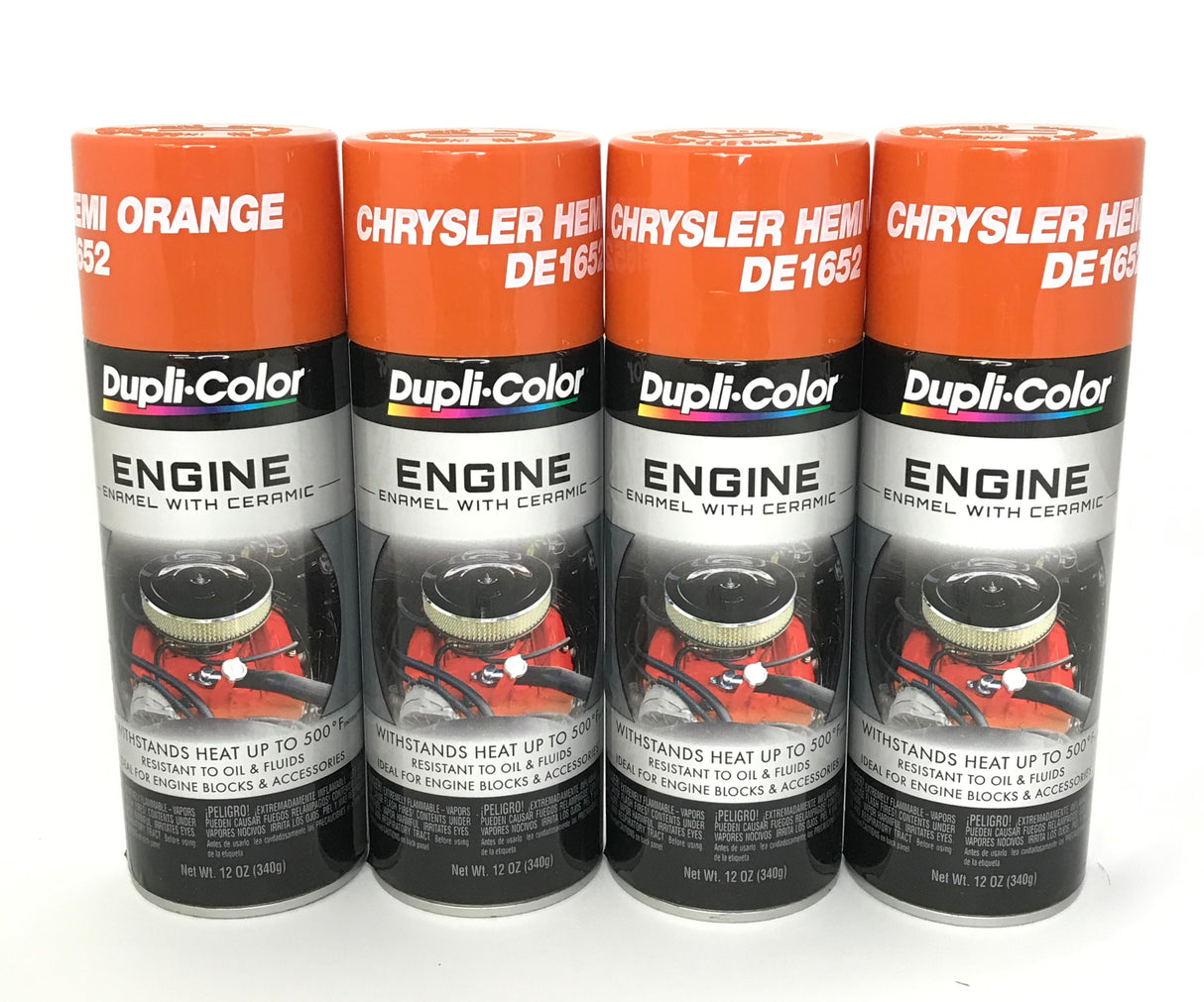 Duplicolor DE1652-4 PACK CHRYSLER HEMI ORANGE Engine Enamel with Ceramic - 12 oz Aerosol Can