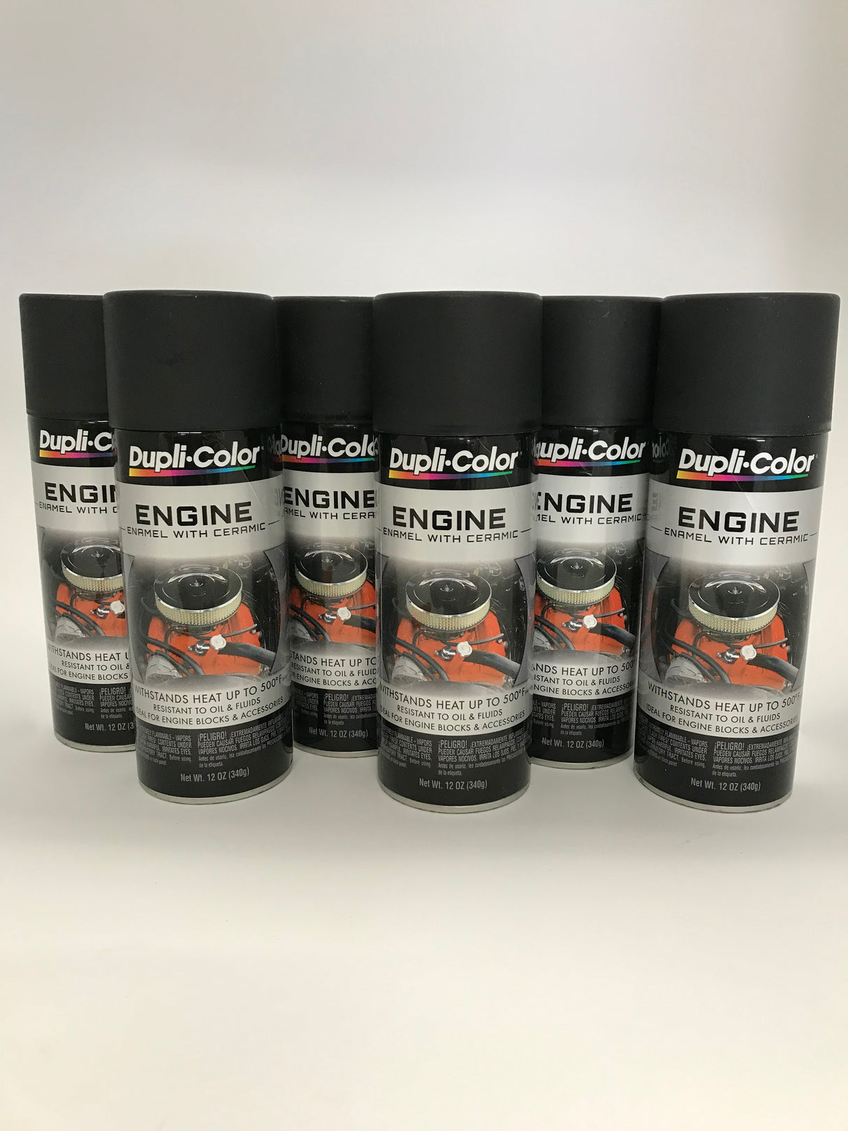 Duplicolor DE1654-6 PACK Engine Enamel Paint w/ Ceramic, Flat Black-12oz Aerosol
