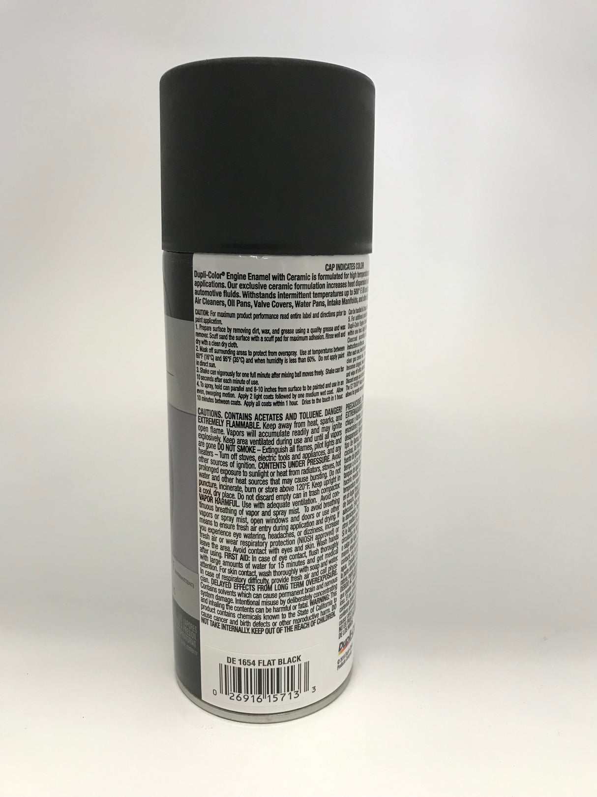 Duplicolor DE1654 Engine Enamel Paint w/ Ceramic, Flat Black - 12oz Aerosol