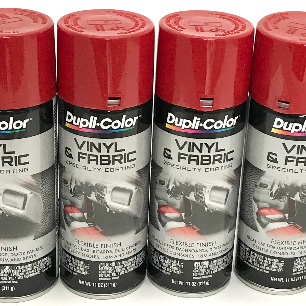 Duplicolor HVP100 - 4 Pack Vinyl & Fabric Spray Paint Red - 11 oz