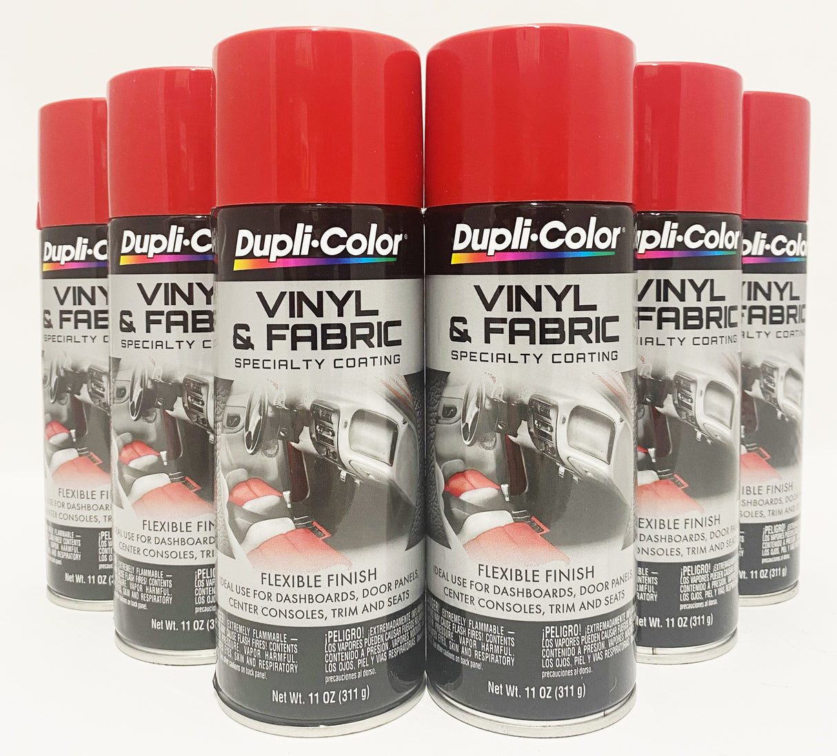 Duplicolor HVP100 - 6 Pack Vinyl & Fabric Spray Paint Red - 11 oz