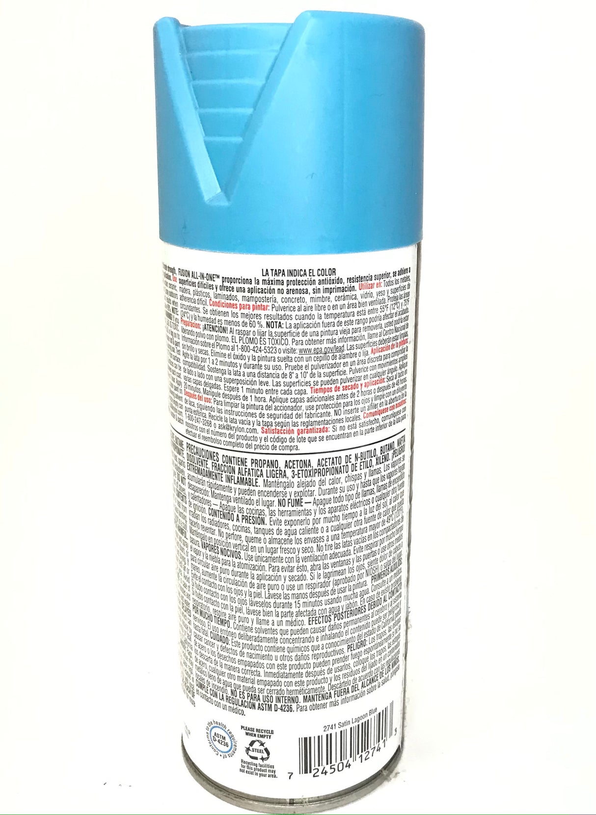 KRYLON 2741-6 PACK SATIN LAGOON BLUE All-In-One Fusion Paint & Primer - No-Peel - 12 oz Aerosol