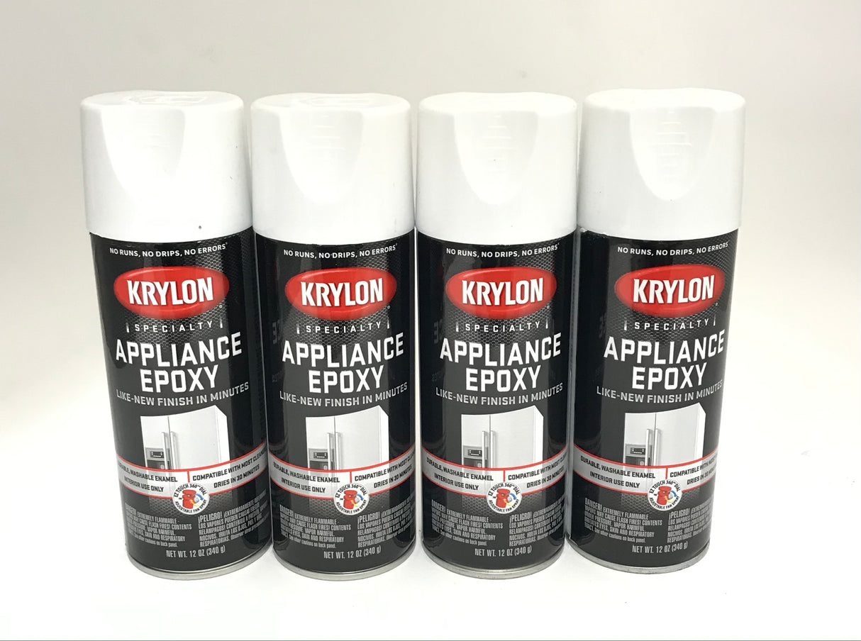 KRYLON 3201-4 PACK WHITE Specialty Appliance Epoxy - Durable, Washable Enamel. Fast Drying - 12 oz Aerosol