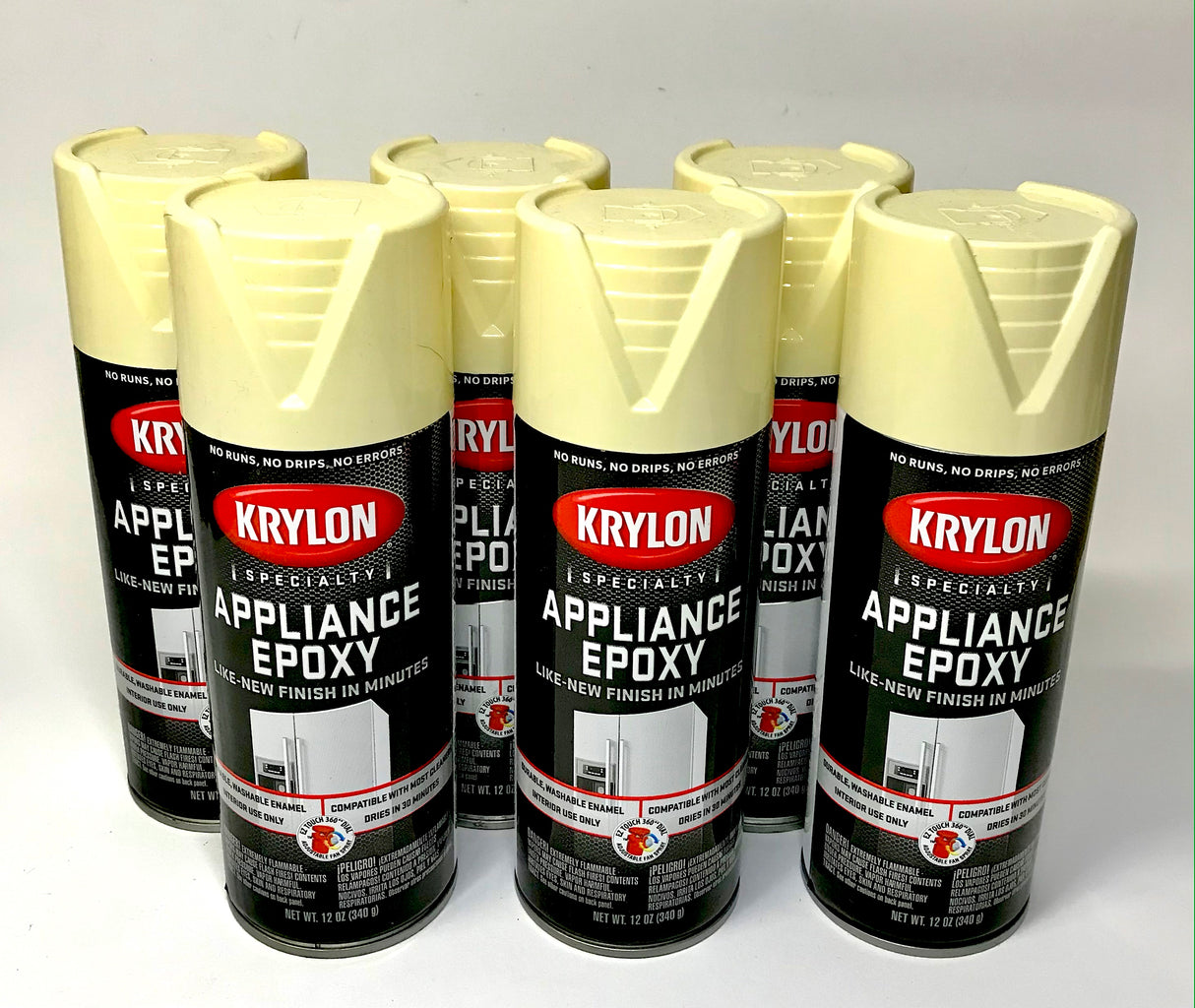 KRYLON 3207-6 PACK BISQUE Specialty Appliance Epoxy - Durable, Washable Enamel. Fast Drying - 12 oz Aerosol
