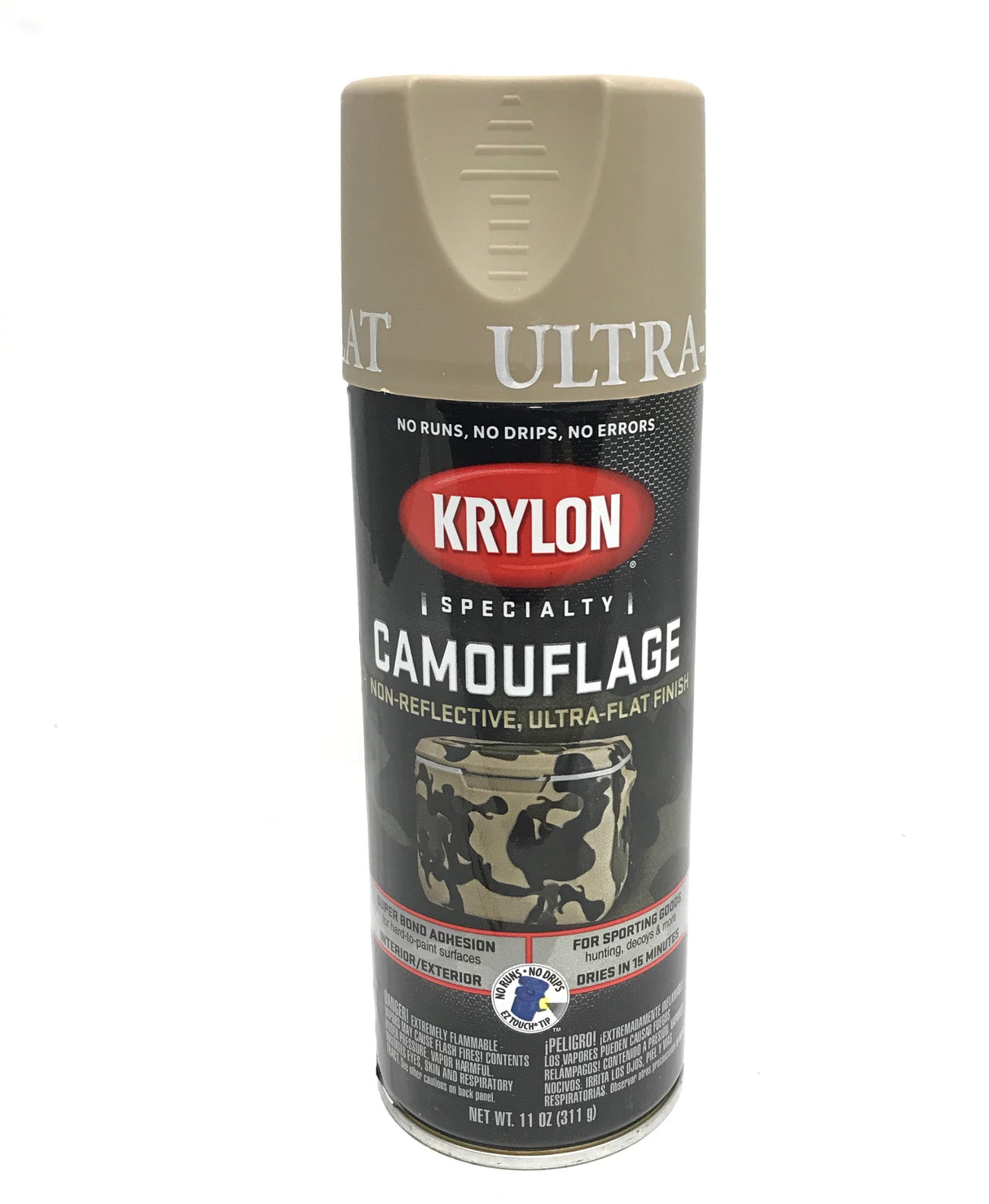 KRYLON 4291 KHAKI Camouflage Non-Reflective Ultra-Flat Finish Spray Paint- 11 oz Aerosol