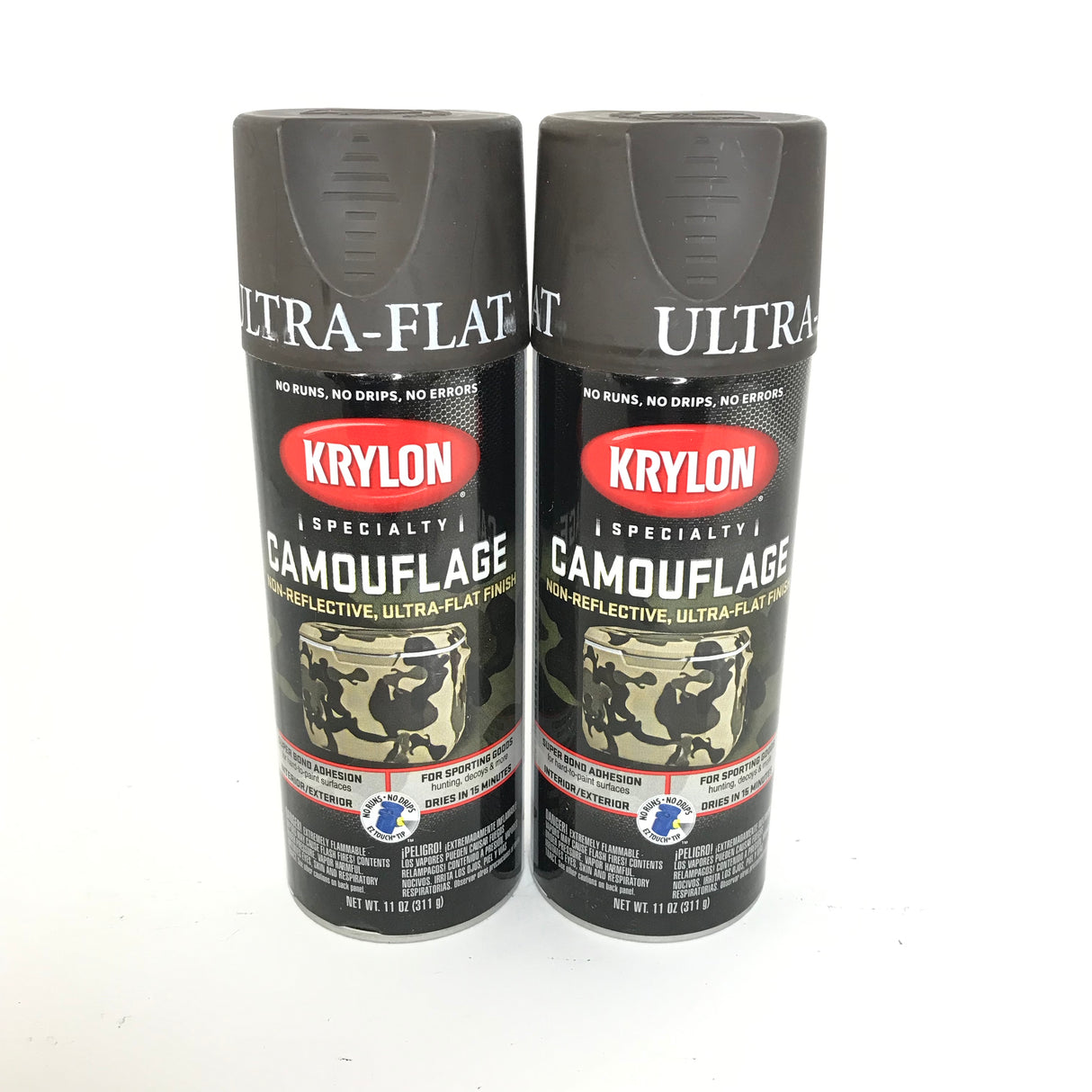 KRYLON 4292-2 PACK BROWN Camouflage Non-Reflective Ultra-Flat Finish Spray Paint- 11oz