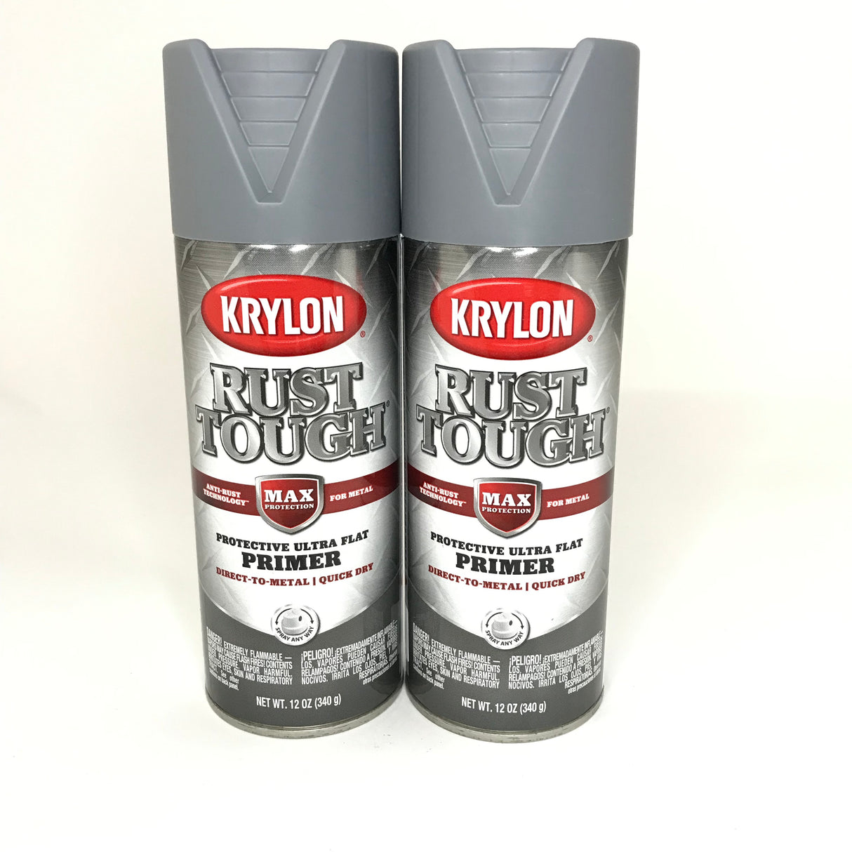 KRYLON RTA9205-2 PACK Rust Tough GRAY Primer - Max Protection - Quick Dry - 12 oz