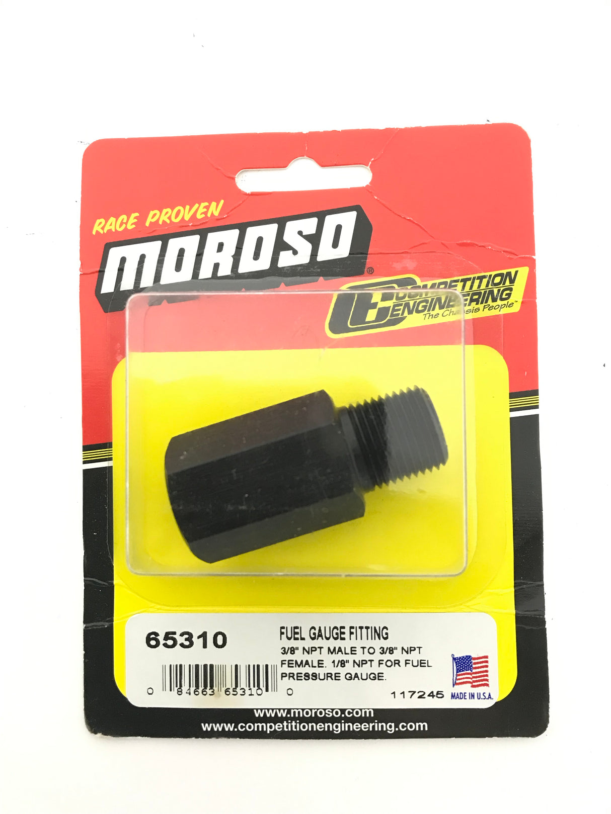 Moroso 65310 Fuel Gauge Fitting - 3/8" NPT Female to 3/8" NPT Male