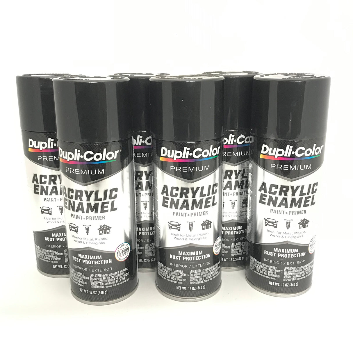 Duplicolor PAE116-6 PACK Black Stainless Steel Premium Acrylic Enamel Paint & Primer - 12 oz