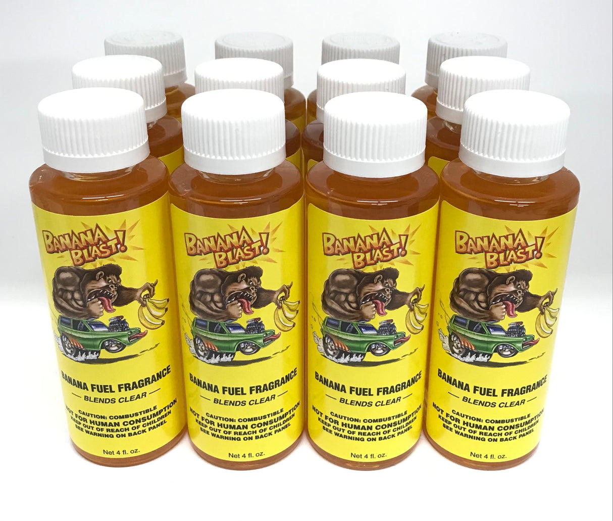 Power Plus Lubricants-12 PACK BANANA Fuel Fragrance for Car, Motorcycle, ATV, IMCA - 4 fl oz