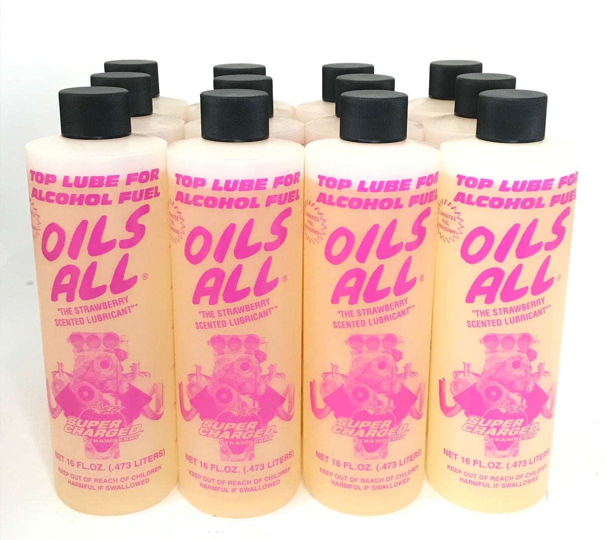 PowerPlus Lubricants Alcohol Top Lube Strawberry Scented 16oz-Liquid Power Upper Cylinder Lube - 12 PACK