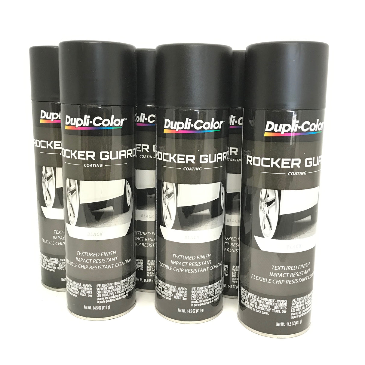 Duplicolor RGA101-6 PACK BLACK Rocker Guard Coating Impact Resistant - 14.5 oz