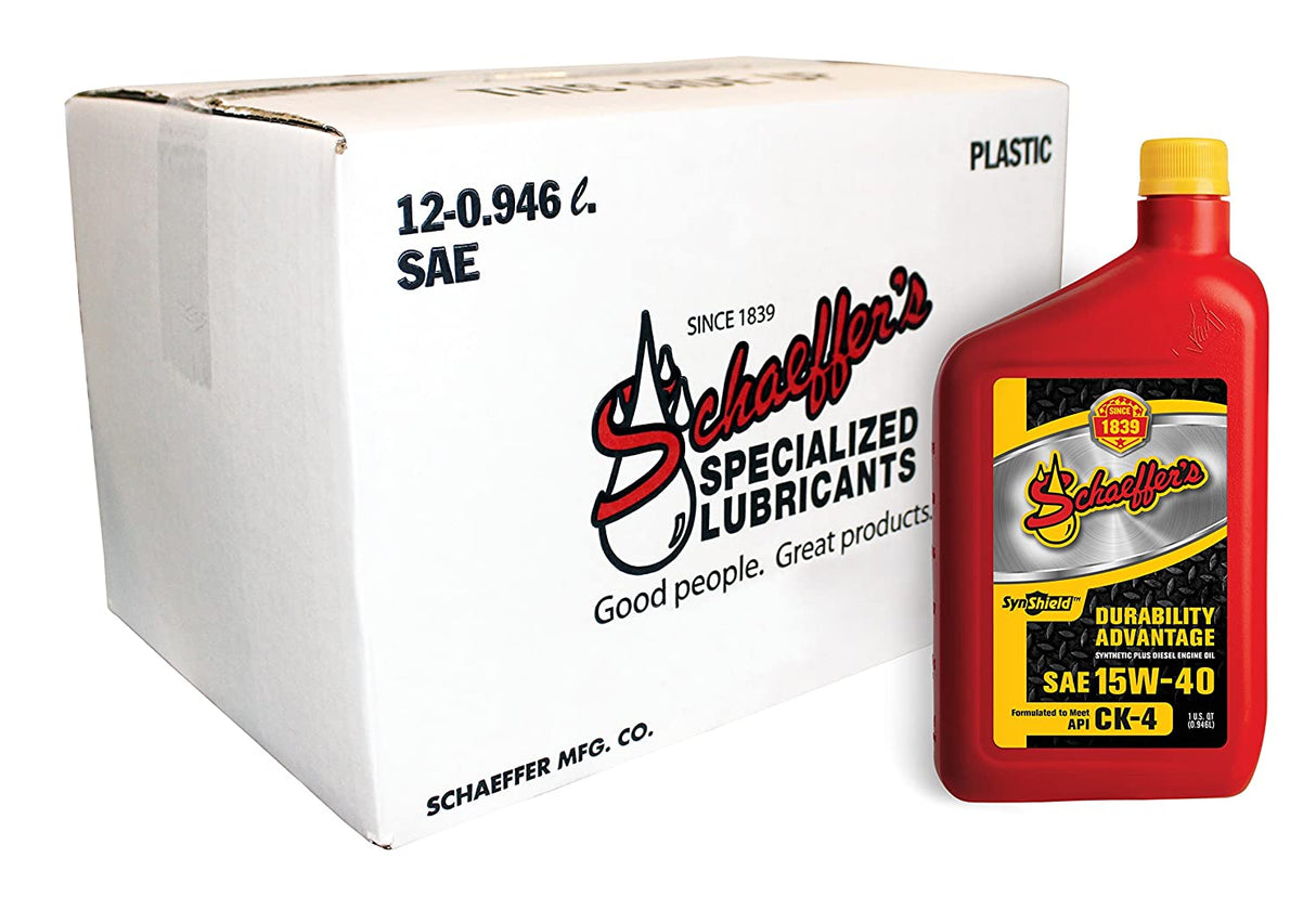 Schaeffer's 0700-012 - 12 Pack SynShield Durability Advantage 15W-40 Diesel Engine Oil - 1 qt. ea.