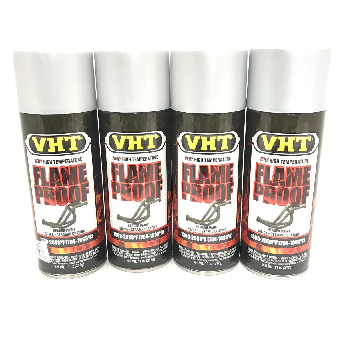 VHT SP106-4 PACK FLAT SILVER High Temperature Flame Proof Header Paint - 11 oz