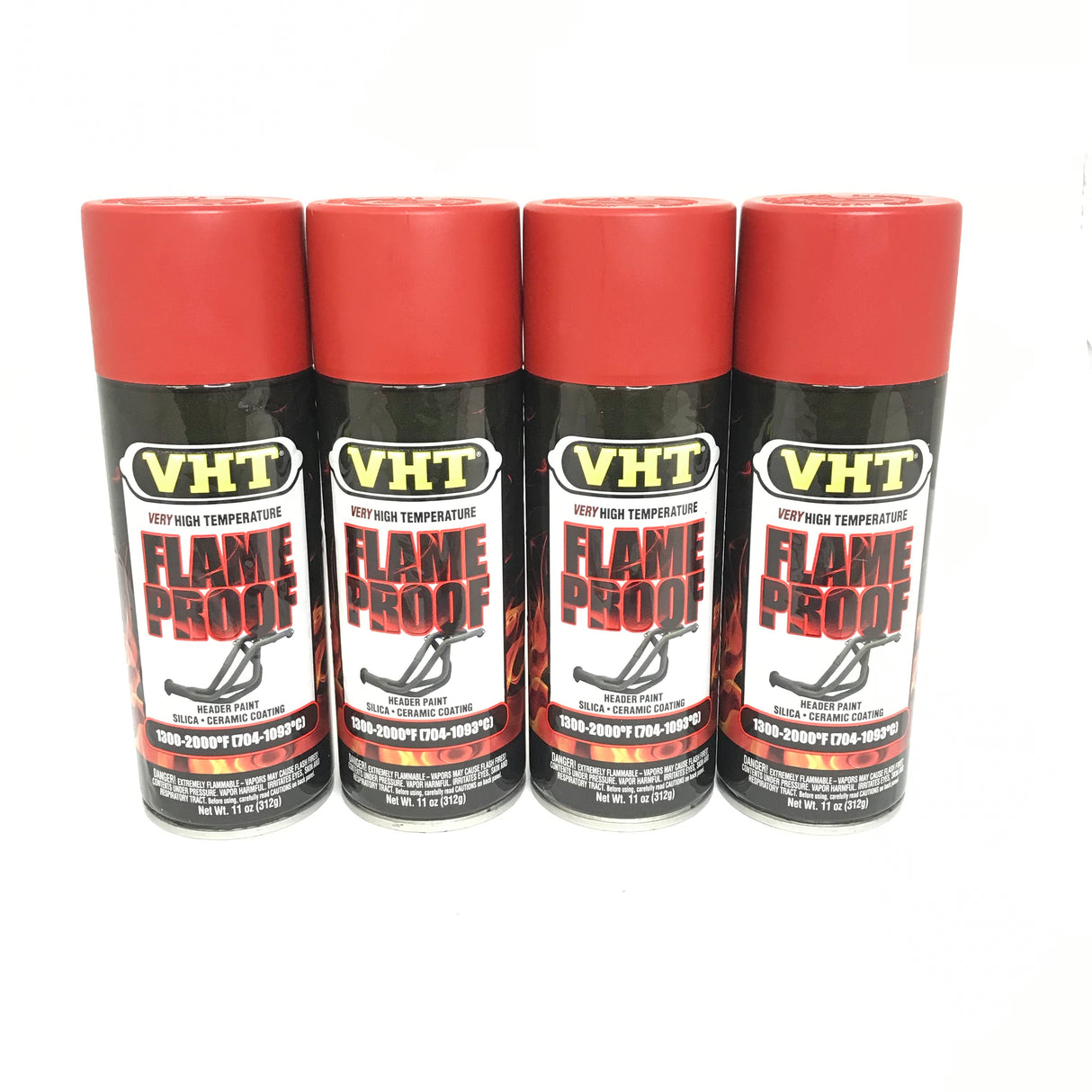 VHT SP109-4 PACK High Temperature Flame Proof FLAT RED Header Spray Paint - 11oz