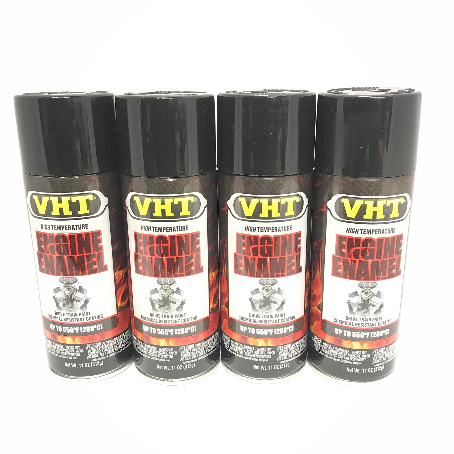 VHT SP124-4 PACK GLOSS BLACK Engine Enamel High Heat Drive Train Paint - 11 oz
