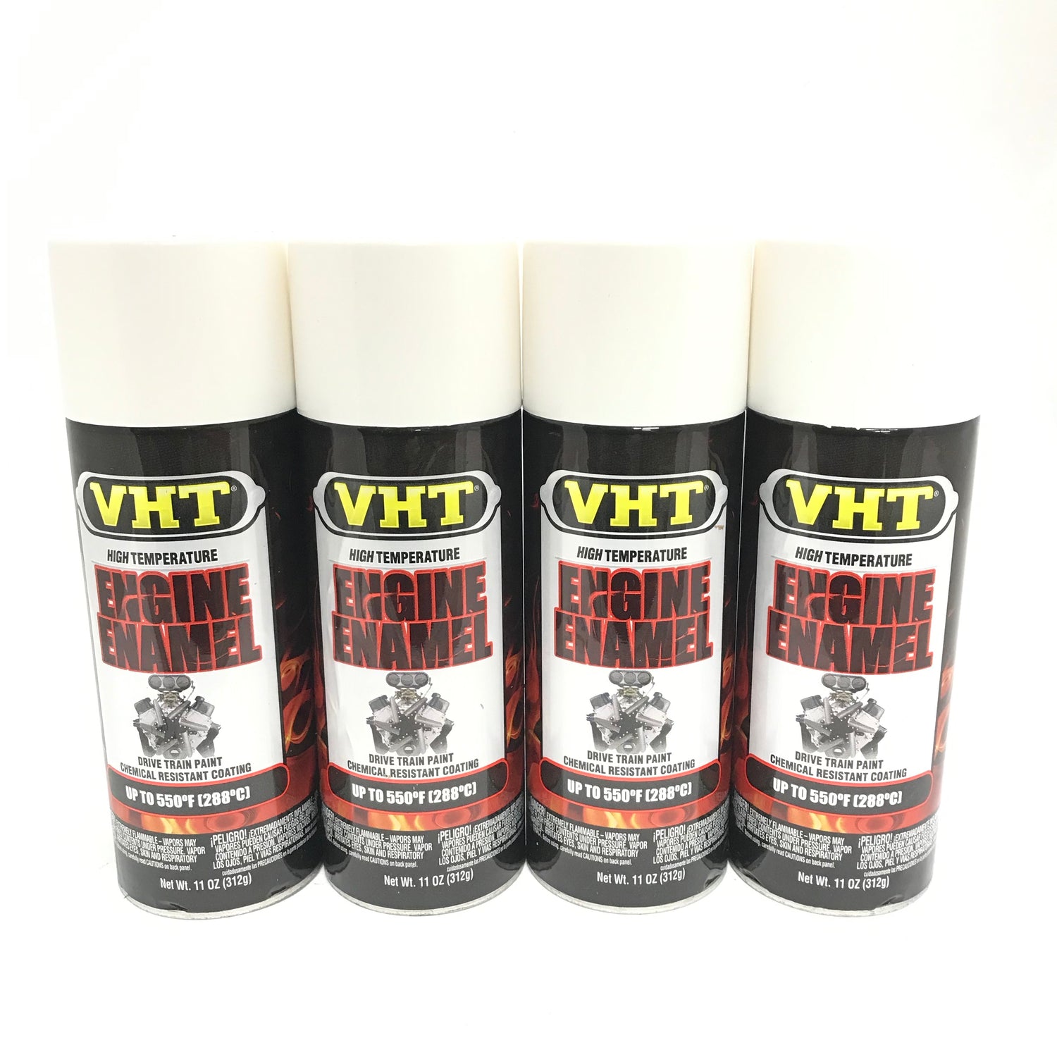 VHT SP129-4 PACK GLOSS WHITE Engine Enamel High Heat Drive Train Paint - 11 oz