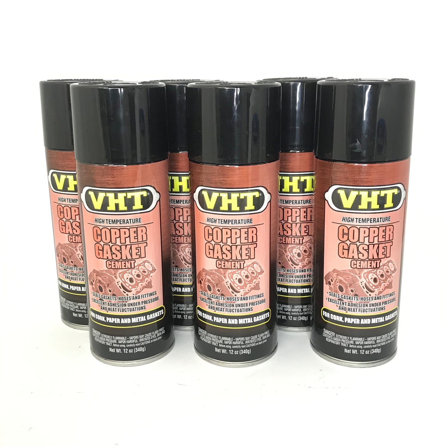 VHT SP21A-6 PACK High Temperature COPPER GASKET CEMENT - Cork, Metal, Paper - 12 oz