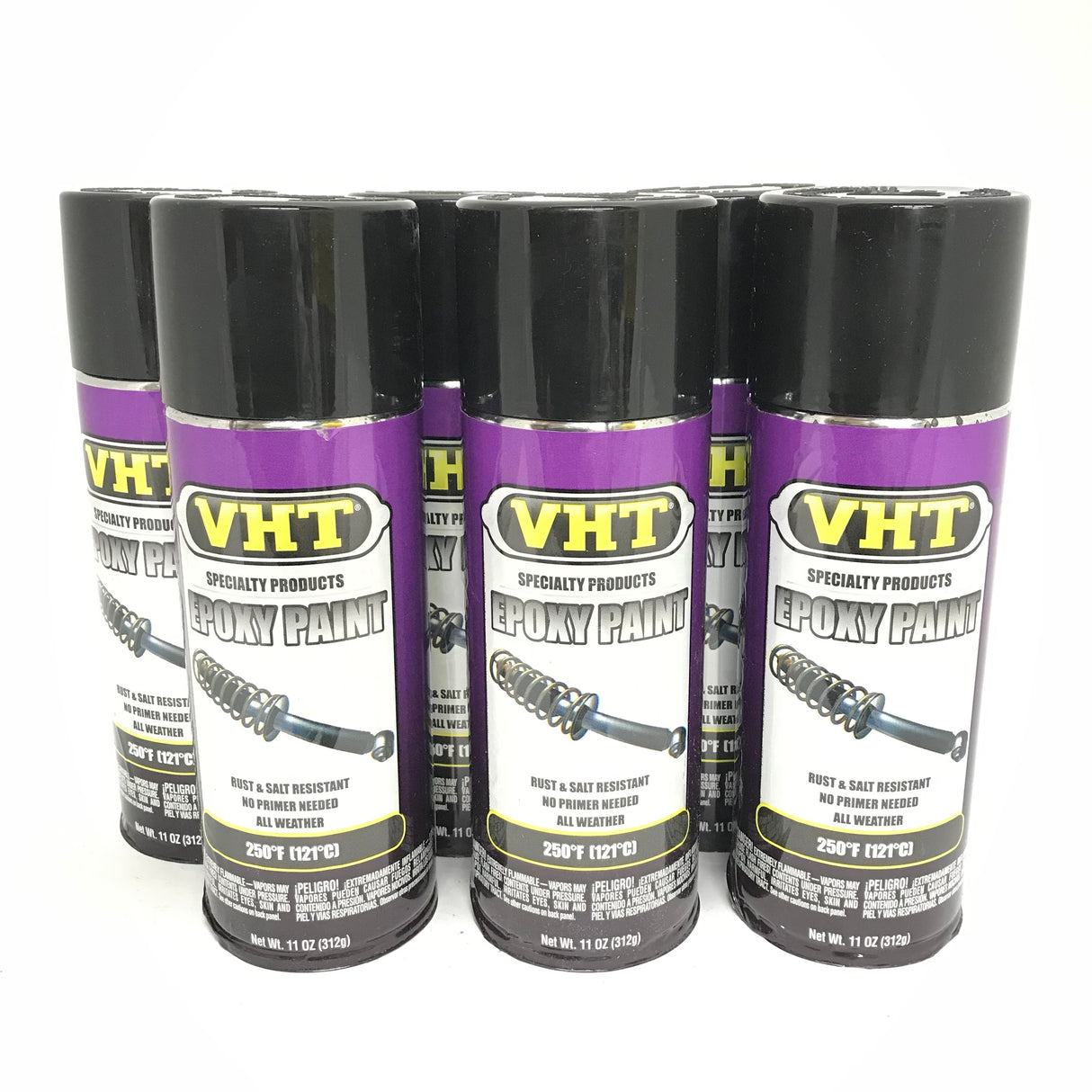 VHT SP650-6 PACK GLOSS BLACK Epoxy Paint. Rust and Salt Resistant - 11 oz