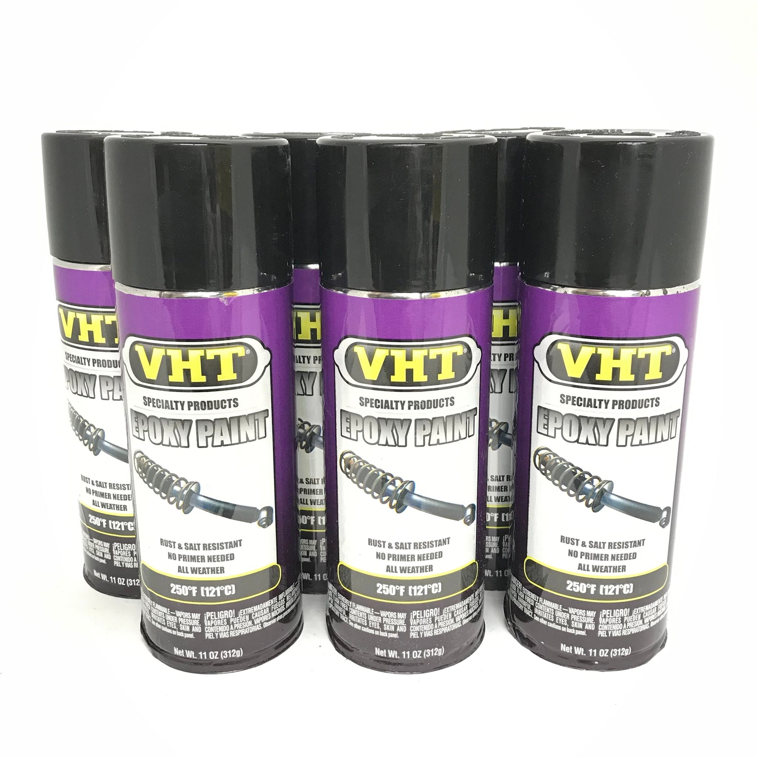 VHT SP650-6 PACK GLOSS BLACK Epoxy Paint. Rust and Salt Resistant - 11 oz