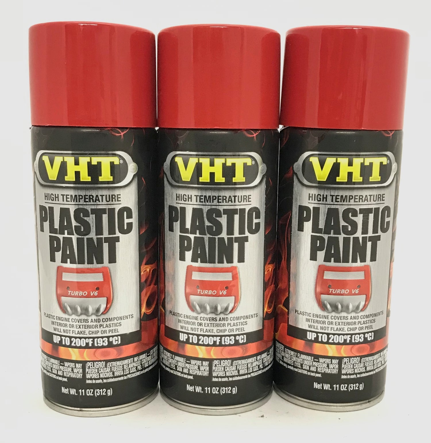 VHT SP821-3 PACK GLOSS RED High Temperature Plastic Paint - 11 oz Aerosol