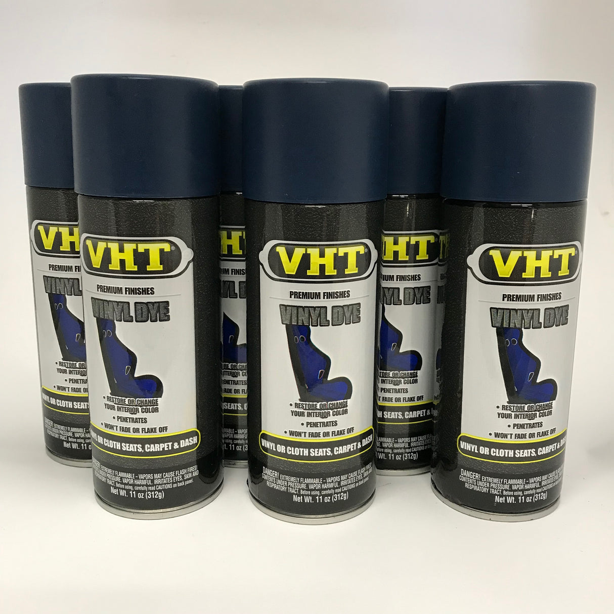 VHT SP950-6 PACK DARK BLUE Satin Vinyl Dye Carpet Dashboards Vinyl Seats -11oz